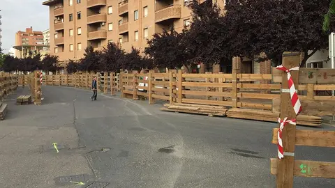 Vallado del encierro en plaza de la Estaci&oacute;n