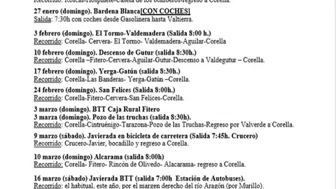 Salidas BTT del Club Deportivo Municipal de Corella