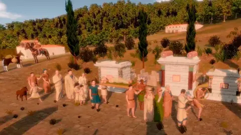 Instant&aacute;nea del v&iacute;deo de recreaci&oacute;n de la ciudad romana, y vasc&oacute;nica, de Santa Criz de Eslava, fruto de la colaboraci&oacute;n entre Javier Andreu, Iker Ibero y Pablo Serrano