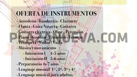 Matr&iacute;cula curso 2019 20 de la Escuela de m&uacute;sica Blas de Laserna de Corella