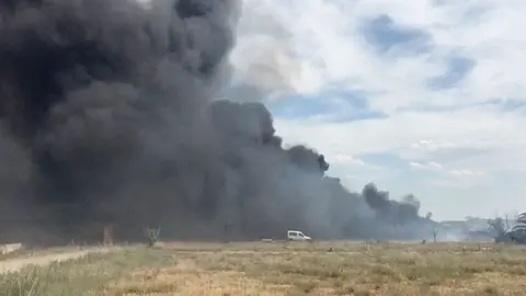 Aparatoso incendio en Tudela