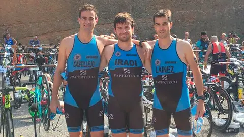 Ángel Castillejo, Ander Iradi y Eduardo Lainez en el VI triatlón de Tarazona