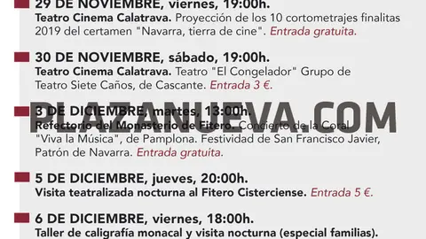 Fitero Actividades noviembre-diciembre