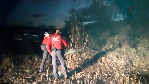 Agentes de la Polic&iacute;a Foral investigan la zona del suceso