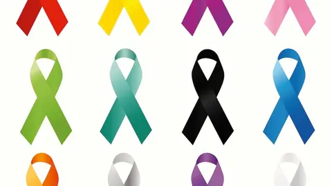 Los diferentes lazos que simbolizan la lucha contra el c&aacute;ncer