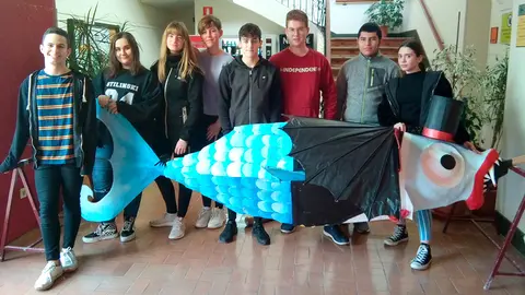La sardina para los carnavales de Cintru&eacute;nigo creada por los alumnos de la EASDi de Corella