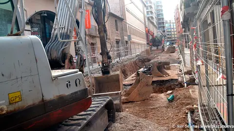 As&iacute; van avanzando las obras de la calle Capuchinos de Tudela
