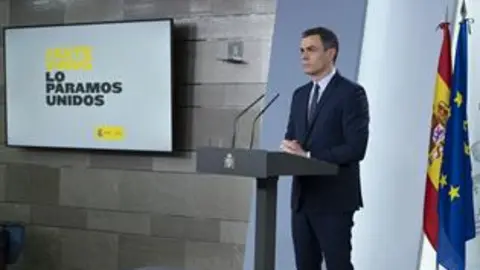 Pedro S&aacute;nchez durante una comparecencia en esta crisis (Foto Borja Puig de la Bellacasa)