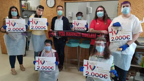 La Pe&ntilde;a Osasunista Tudelana dona 2.000&euro; a Villa Javier