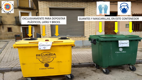 Los guantes y mascarillas deben depositarse en los contenedores verdes de residuos org&aacute;nicos, no en los contenedores amarillos o azules de reciclaje