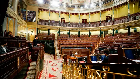 El presidente del Gobierno, Pedro S&aacute;nchez, durante su intervenci&oacute;n en el Pleno del Congreso de los Diputaos que ha debatido la sexta pr&oacute;rroga del estado de alarma
