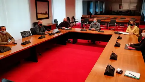 Reuni&oacute;n de Izquierda-Ezkerra en el Parlamento de Navarra con los representantes sindicales de Trenasa y el Alcalde de Castej&oacute;n