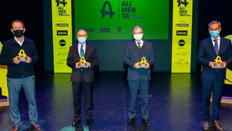 Daniel Palacio (Tutti Pasta), Juan Miguel Florist&aacute;n, Alberto Jim&eacute;nez (Embutidos Goikoa) y Jos&eacute; F&eacute;lix Liberal (Gelagri)