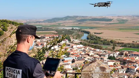 Vuelo de dron durante el confinamiento en Falces