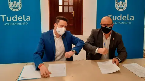El alcalde de Tudela, Alejandro Toquero y el consejero de Educaci&oacute;n del Gobierno de Navarra, Carlos Gimeno 1