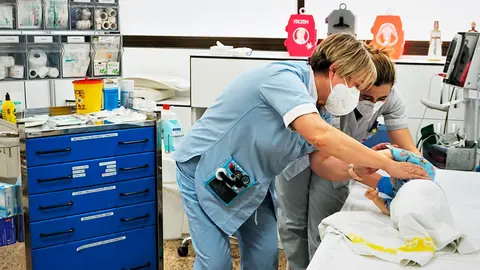 Simulacro realizado en la sala de tratamientos del Hospital de D&iacute;a Pedi&aacute;trico del &Aacute;rea de Salud de Tudela