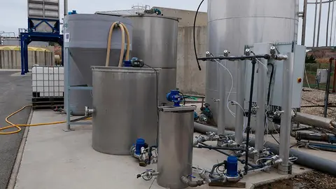 Planta piloto construida en la depuradora de Tudela para el programa de investigaci&oacute;n Poctefa Outbiotics, sobre la detecci&oacute;n y eliminaci&oacute;n de antibi&oacute;ticos en el agua