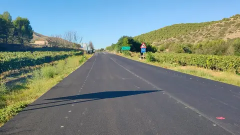 Tramo renovado de la carretera N 113 en el l&iacute;mite de Navarra con La Rioja