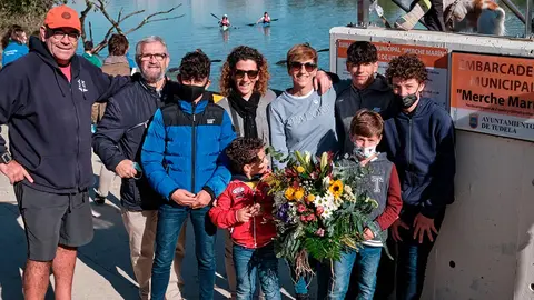 Homenaje a la palista tudelana Merche Mar&iacute;n en el embarcadero que lleva su nombre