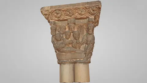 Uno de los capiteles escaneados en 3D donde se representa la resurrecci&oacute;n de L&aacute;zaro