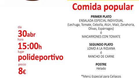 Cartel Comida Popular Juventude de Villafranca