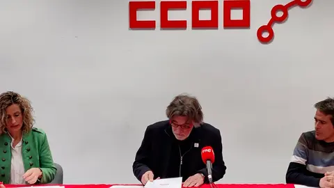 CCOO Tudela Silvia Vea, Chechu Rodr&iacute;guez y Gorka Arias