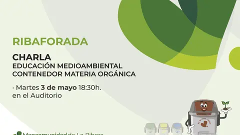 Cartel Charla Ribaforada contenedores marrones