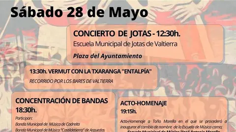 Cartel Fiesta de la m&uacute;sica Valtierra 2022 s&aacute;bado 28 de mayo
