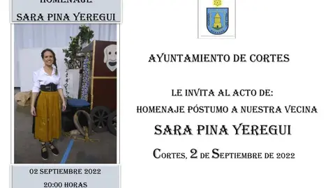 Homenaje p&oacute;stumo en Cortes a Sara Pina Yeregui