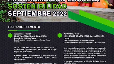 Actividades septiembre 2022 de la Escuela de Sostenibilidad de Tudela