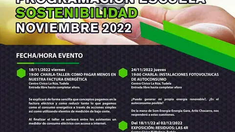 Actividades noviembre 2022 de la Escuela de Sostenibilidad de Tudela