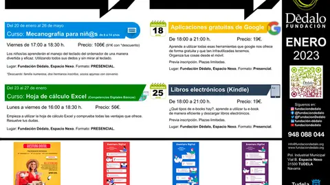 Actividades enero 2023 de Fundaci&oacute;n D&eacute;dalo de Tudela