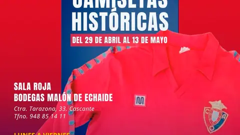 Exposici&oacute;n en Cascante de camisetas hist&oacute;ricas de Osasuna