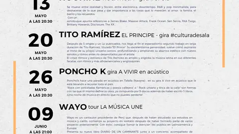 Conciertos mayo julio de la Sala Informal de Tafallla