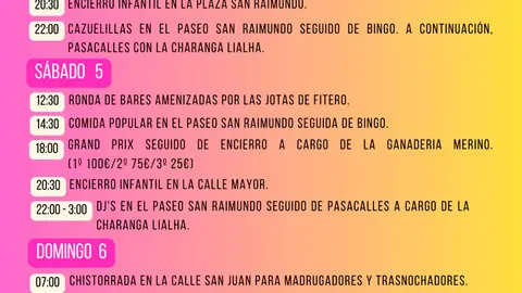 Programa de Fiestas de la juventud 2023 en Fitero