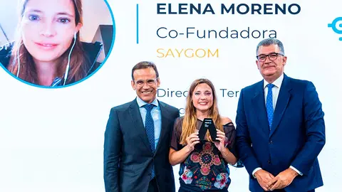 Jaume Masana, director de Negocio de CaixaBank; Elena Moreno Senosiain, fundadora de Saygom, y Toni Rodr&iacute;guez, director Segmento Negocios de CaixaBank.