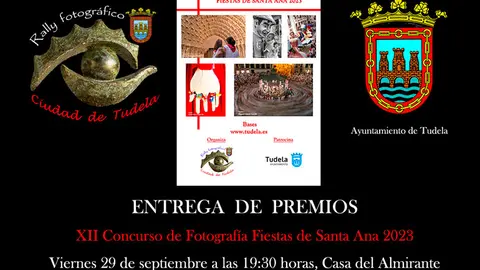 Entrega de premios del XII Concurso de fotograf&iacute;a Fiestas de Santa Ana 2023 en Tudela