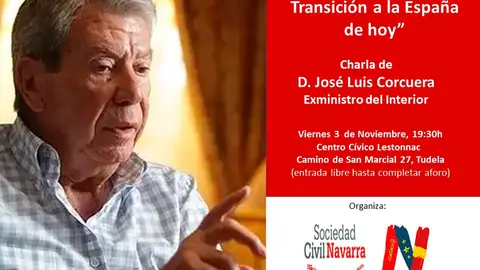 Charla en Tudela &lsquo;De la Espa&ntilde;a de la Transici&oacute;n a la Espa&ntilde;a de hoy&rsquo; con Jos&eacute; Luis Corcuera