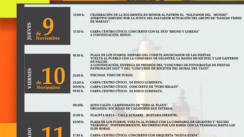 Programa de las Fiestas del Salvador 2023 en Falces