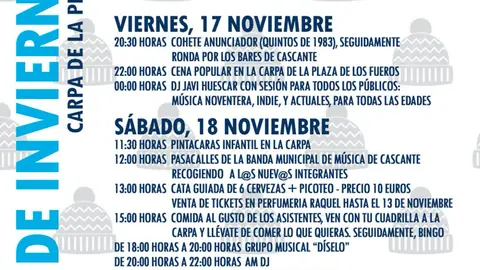 Programa de Fiestas de Invierno 2023 en Cascante