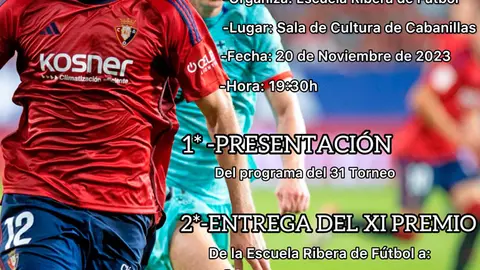 XI Premio de la Escuela Ribera de F&uacute;tbol 2023 en Cabanillas a Jes&uacute;s Areso