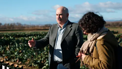 El consejero de Desarrollo Rural, Jos&eacute; Mari Aierdi, durante la presentaci&oacute;n de STRATUS en Cadreita