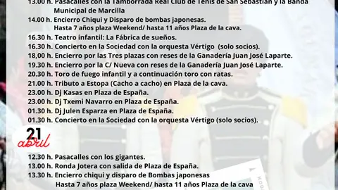 Programa de las Fiestas de la juventud 2024 en Marcilla