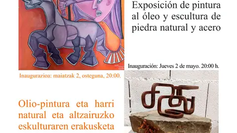 Exposici&oacute;n en Tafalla de pintura al &oacute;leo y escultura de piedra natural y acero &lsquo;Gracias por transmitirme tu arte&rsquo; a cargo de Ariel y Maite Elizondo