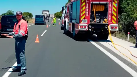Accidente en la AP-15 en Cadreita