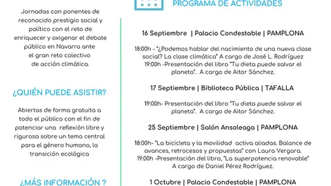 I Jornadas Ecosociales de Navarra 2024 en Pamplona, Tafalla y Tudela