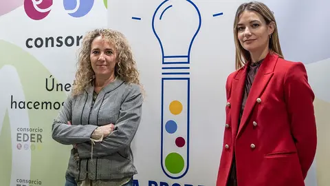 Sandra Calvo (Consorcio EDER) e Itziar Lacunza, Project Manager del Cl&uacute;ster Audiovisual de Navarra (CLAVNA)