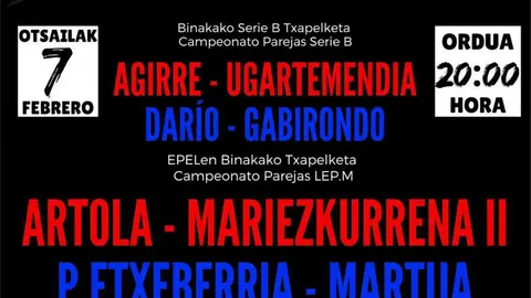 Campeonato de pelota en Tafalla de Parejas Serie B y LEP.M