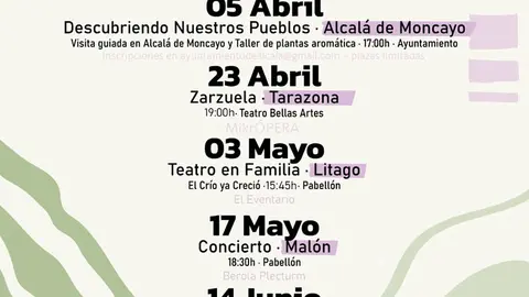Agenda Cultural Primavera 2025 en la Comarca de Tarazona y el Moncayo
