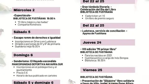 Agenda cultural abril 2025 en Fusti&ntilde;ana